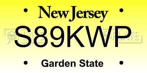 S89KWP New Jersey License Plate