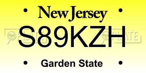 S89KZH New Jersey License Plate
