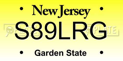 S89LRG New Jersey License Plate