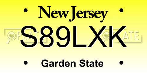 S89LXK New Jersey License Plate