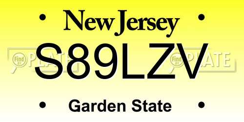 S89LZV New Jersey License Plate