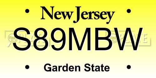 S89MBW New Jersey License Plate