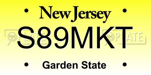 S89MKT New Jersey License Plate