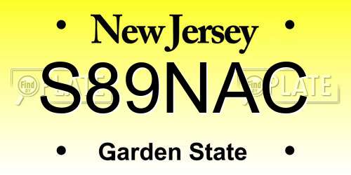 S89NAC New Jersey License Plate