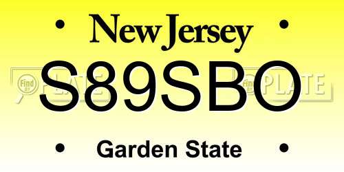 S89SBO New Jersey License Plate