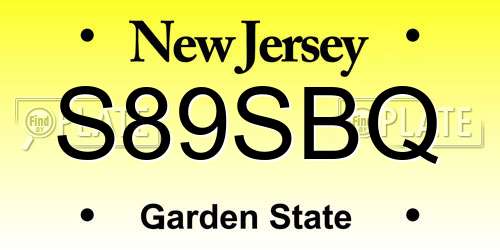 S89SBQ New Jersey License Plate