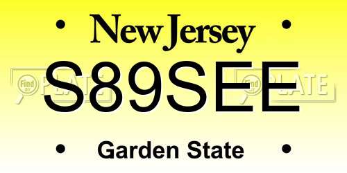 S89SEE New Jersey License Plate