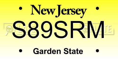 S89SRM New Jersey License Plate