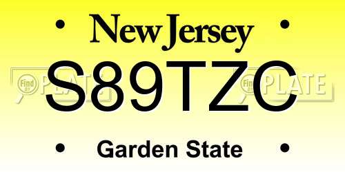S89TZC New Jersey License Plate