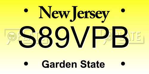 S89VPB New Jersey License Plate