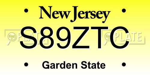 S89ZTC New Jersey License Plate