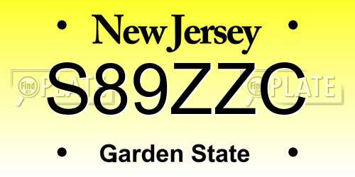 S89ZZC New Jersey License Plate