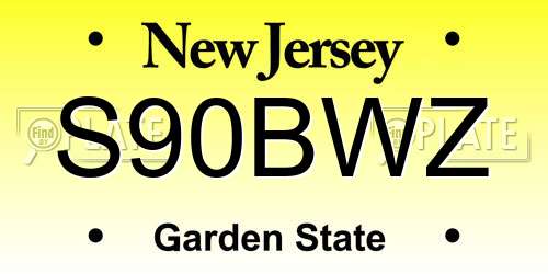 S90BWZ New Jersey License Plate