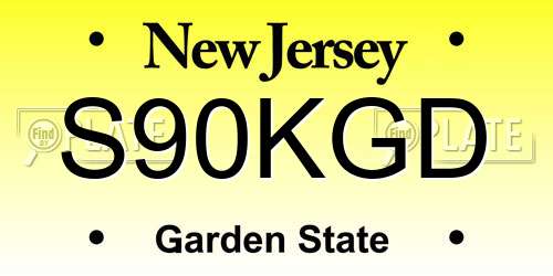 S90KGD New Jersey License Plate