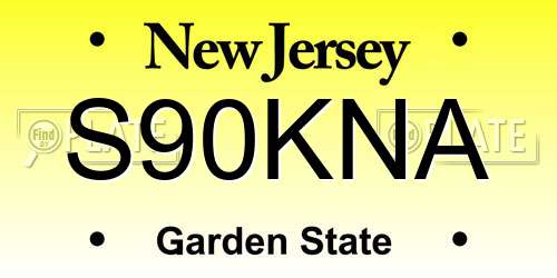 S90KNA New Jersey License Plate