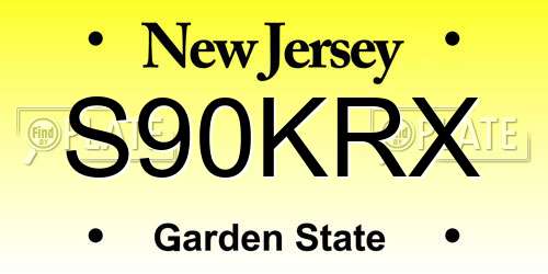 S90KRX New Jersey License Plate