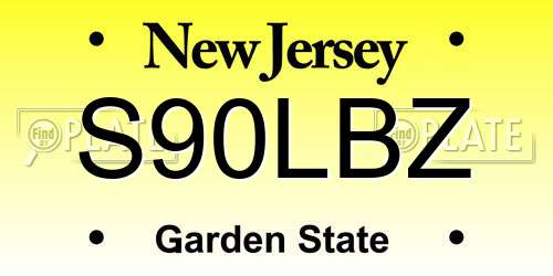 S90LBZ New Jersey License Plate