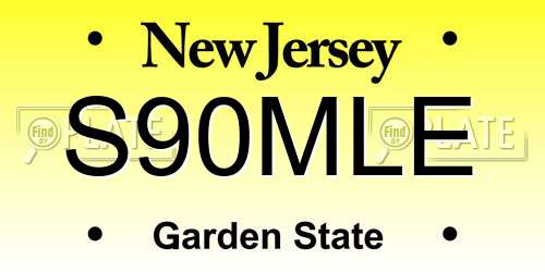 S90MLE New Jersey License Plate