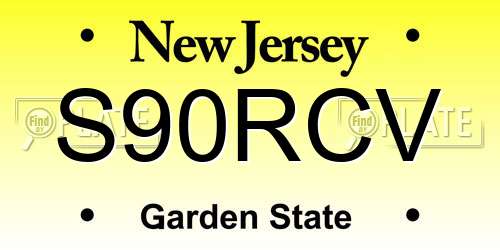 S90RCV New Jersey License Plate