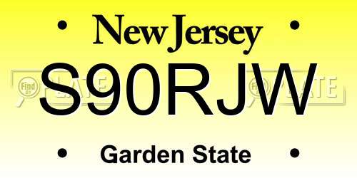 S90RJW New Jersey License Plate