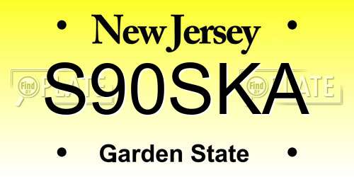 S90SKA New Jersey License Plate