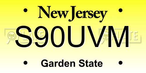 S90UVM New Jersey License Plate