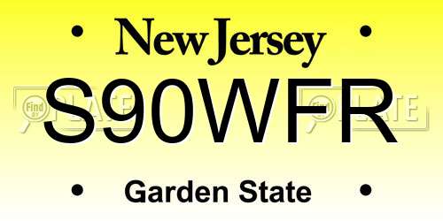 S90WFR New Jersey License Plate