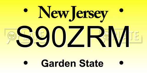 S90ZRM New Jersey License Plate