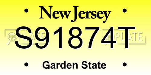 S91874T New Jersey License Plate