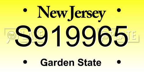 S919965 New Jersey License Plate