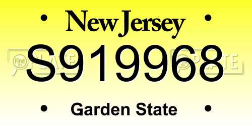 S919968 New Jersey License Plate