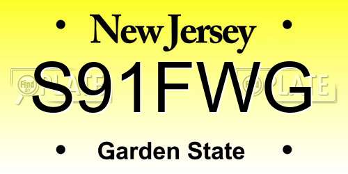 S91FWG New Jersey License Plate
