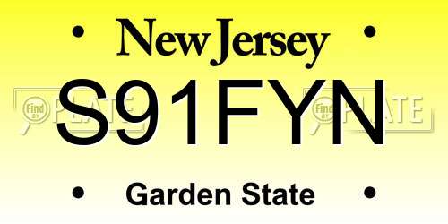 S91FYN New Jersey License Plate