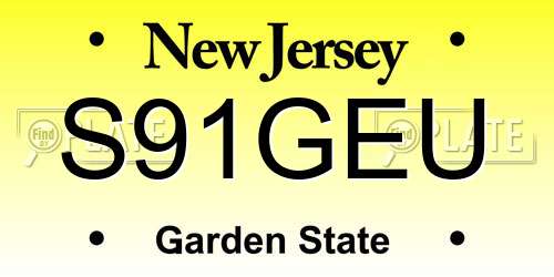 S91GEU New Jersey License Plate