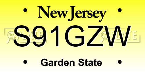 S91GZW New Jersey License Plate