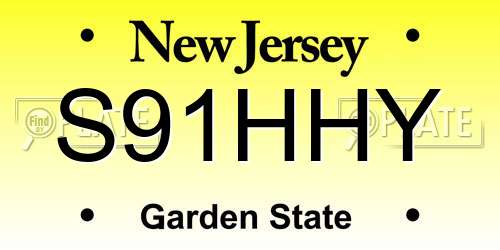 S91HHY New Jersey License Plate