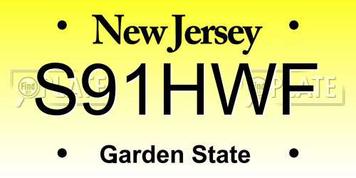 S91HWF New Jersey License Plate