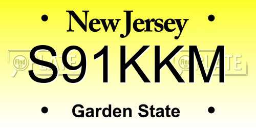 S91KKM New Jersey License Plate