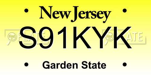 S91KYK New Jersey License Plate