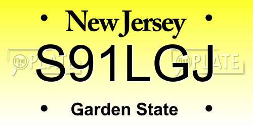 S91LGJ New Jersey License Plate