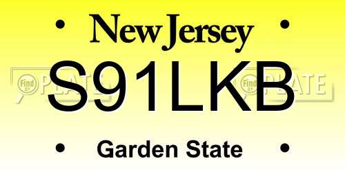 S91LKB New Jersey License Plate