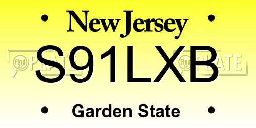 S91LXB New Jersey License Plate