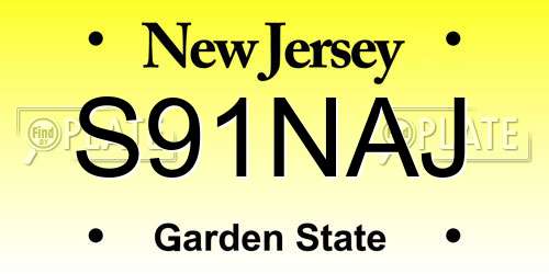 S91NAJ New Jersey License Plate