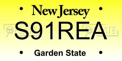 S91REA New Jersey License Plate