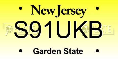 S91UKB New Jersey License Plate