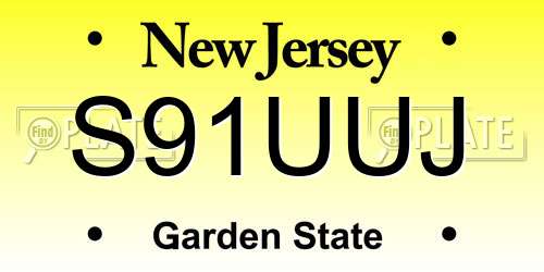 S91UUJ New Jersey License Plate