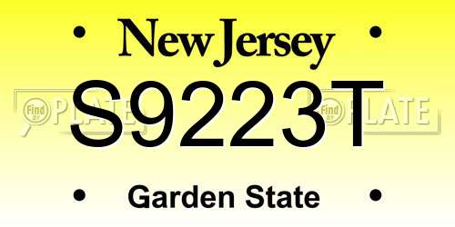 S9223T New Jersey License Plate
