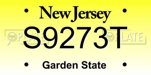 S9273T New Jersey License Plate