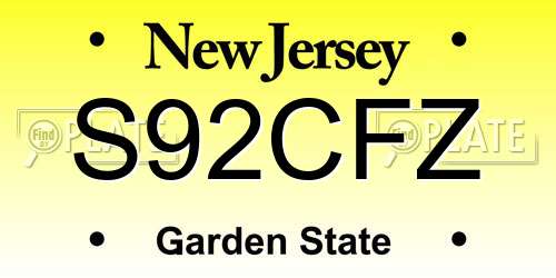 S92CFZ New Jersey License Plate