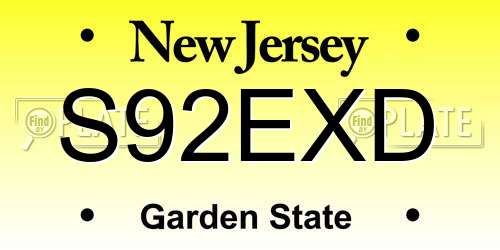 S92EXD New Jersey License Plate
